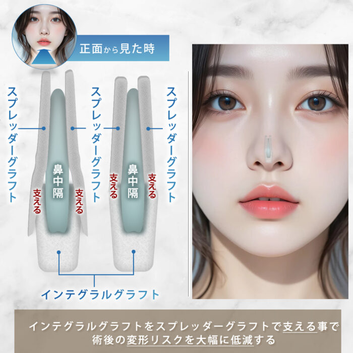 正面から見た時のスプレッダークラフトとインテグラルクラフトの図解