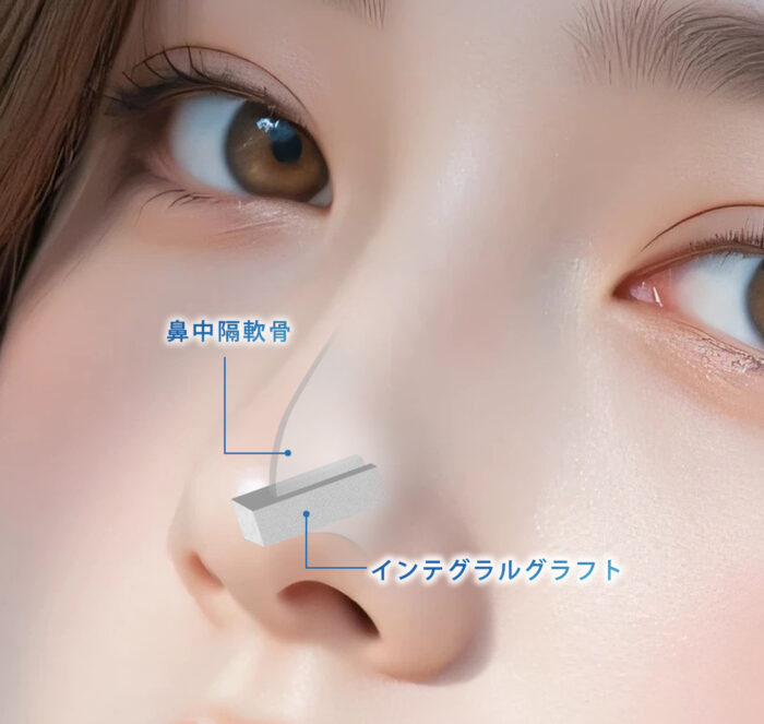 肋軟骨移植でインテグラルグラフトのみの図解