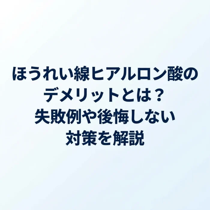 ほうれい線ヒアルロン酸のデメリットとは？失敗例や後悔しない対策を解説